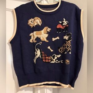 Cider Navy Blue Sweater with Dog Motif